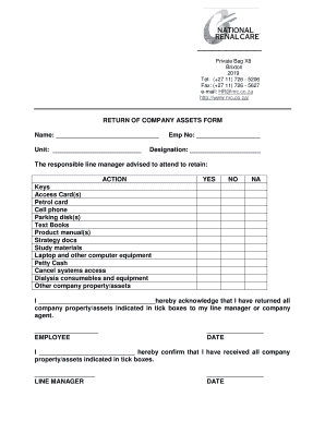 Return of Company Assets Form