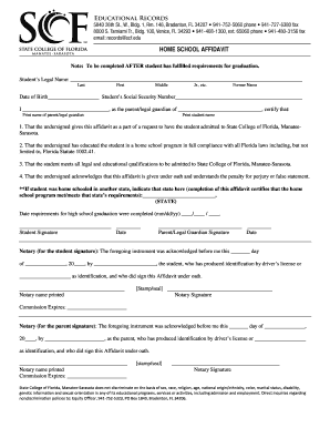 Fillable Online scf Home School Affidavit - State College of Florida ...