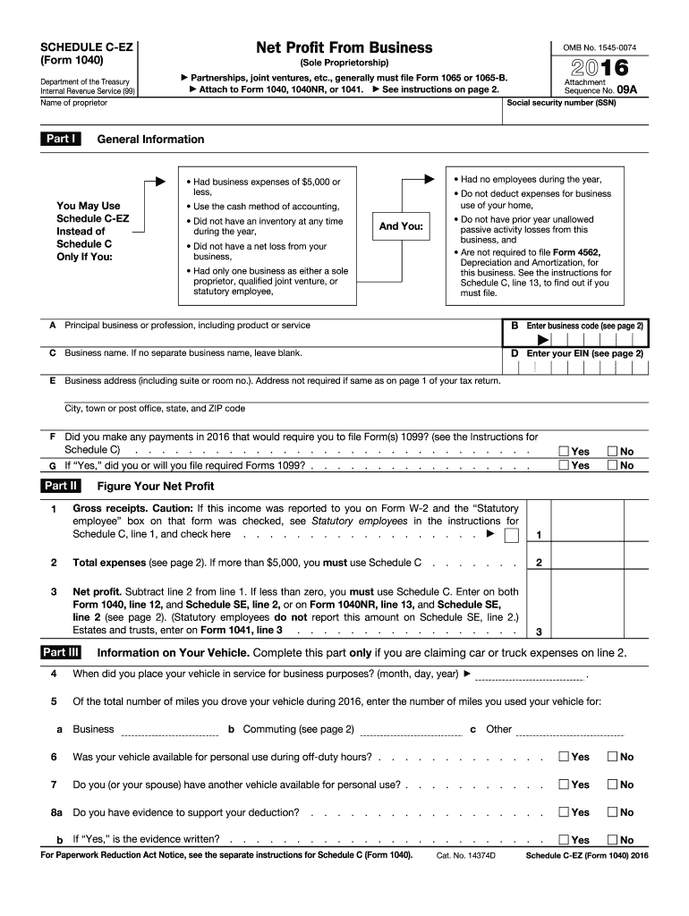 IRS 1040 Schedule CEZ 2016 Fill out Tax Template Online US Legal