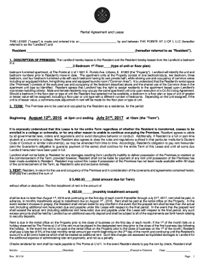 THIS LEASE ("Lease") is made and entered into on by and between THE POINTE AT U OF I, LLC (hereafter