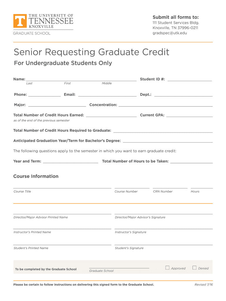 Fillable Online gradschool utk Submit all forms to Fax Email Print pdfFiller