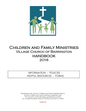 Fillable Online vcbweb Children and Family Ministries handbook Fax ...