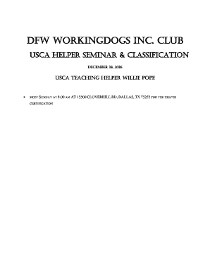 Training forms for employees - DFW workingdogs inc. Club