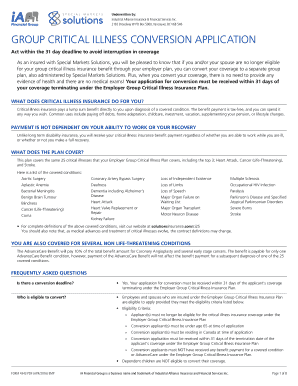 Fillable Online GROUP CRITICAL ILLNESS CONVERSION APPLICATION Fax Email
