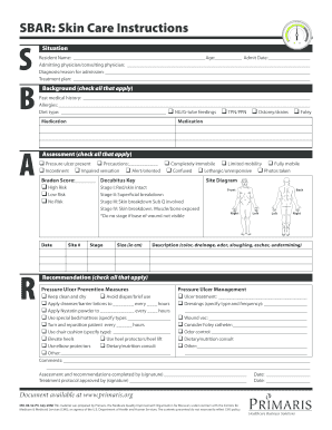 SBAR: Skin Care Instructions - Primaris