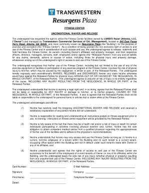 FITNESS CENTER UNCONDITIONAL WAIVER ... - resurgens plaza
