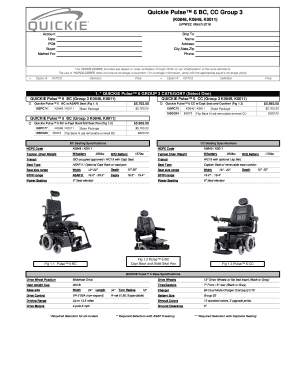 Fillable Online Quickie pulse 6 without power seating order form ...