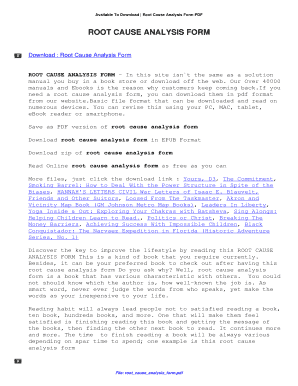 Root Cause Analysis Form. Root Cause Analysis Form - lorlane
