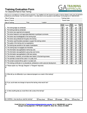 Training evaluation questions - Training Evaluation Form for Classroom/Face-to-Face Training - decal ga