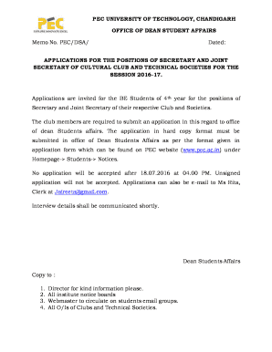 fillable online pec ac applications for the positions of application for a secretary