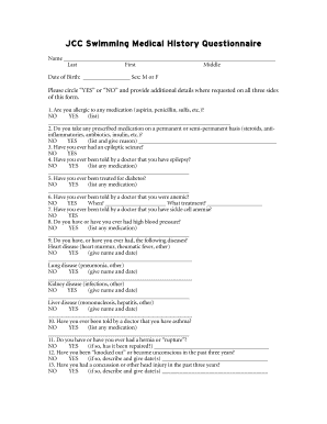 Sample Medical History Questionnaire