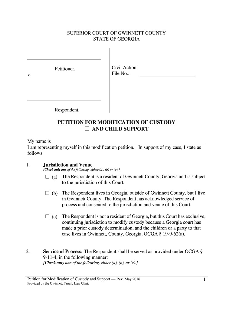 Modification Of Child Custody In Georgia Forms Fill Out Sign Online