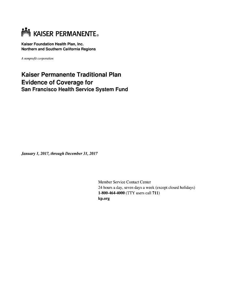 Fillable Online myhss Kaiser Permanente Traditional Plan