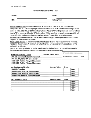 Joint venture agreement checklist - Checklist: Bachelor of Arts Law - sgpp arizona