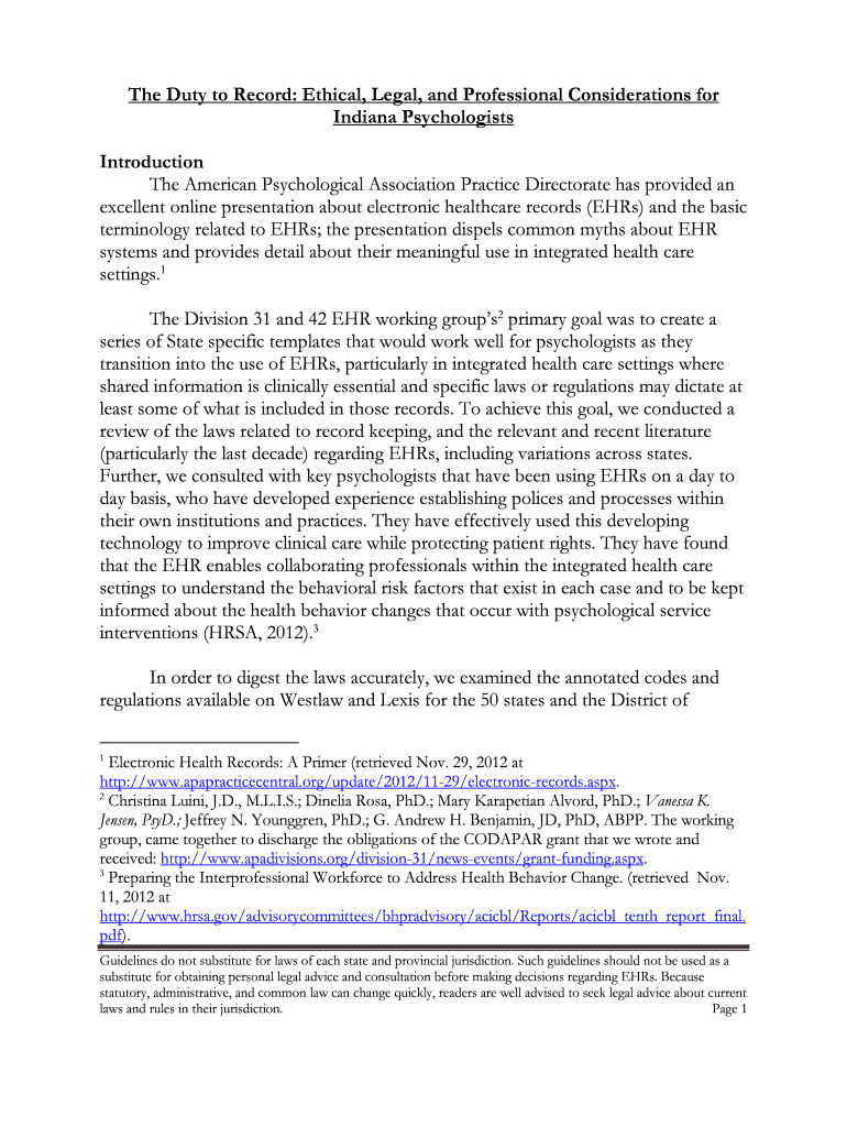 Fillable Online Indiana Psychologists Fax Email Print pdfFiller