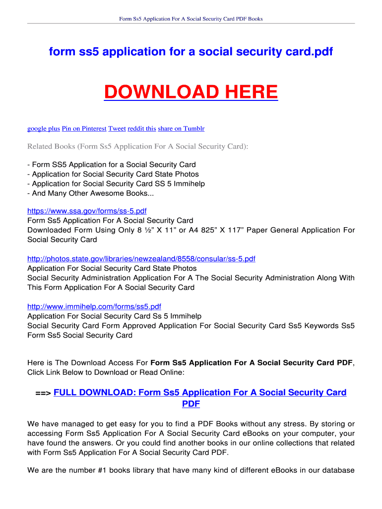 Fillable Online ebookee Form Ss5 Application For A Social Security Card ...