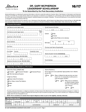 Dr. Gary McPherson Leadership Scholarship Application