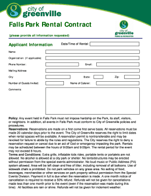 Falls Park Rental Contract