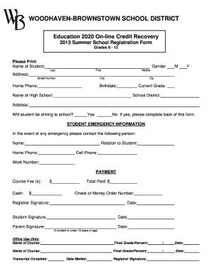 2012 Summer School Registration Form 11.doc - woodhaven k12 mi