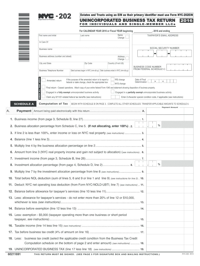 nyc 202 2016 form Preview on Page 1.