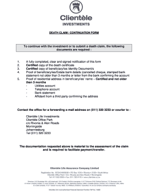 clientèle investment claim form