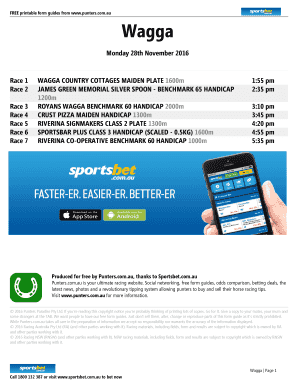 FREE printable form guides from www.punters.com.au Wagga