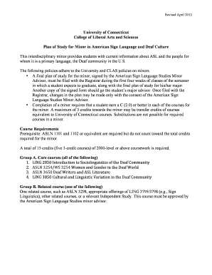 Hospital in asl - ASLS Minor plan of study 1204.pdf - American Sign Language Studies - asl uconn