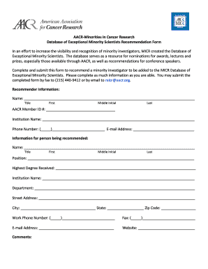 AACR?Minorities in Cancer Research Database of Exceptional ...