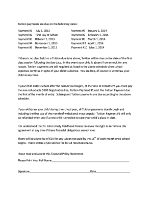 st. john's lutheran church early childhood center financial policy ...