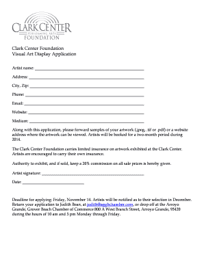 Fillable Online clarkcenter Clark Center Foundation Visual Art Display ...