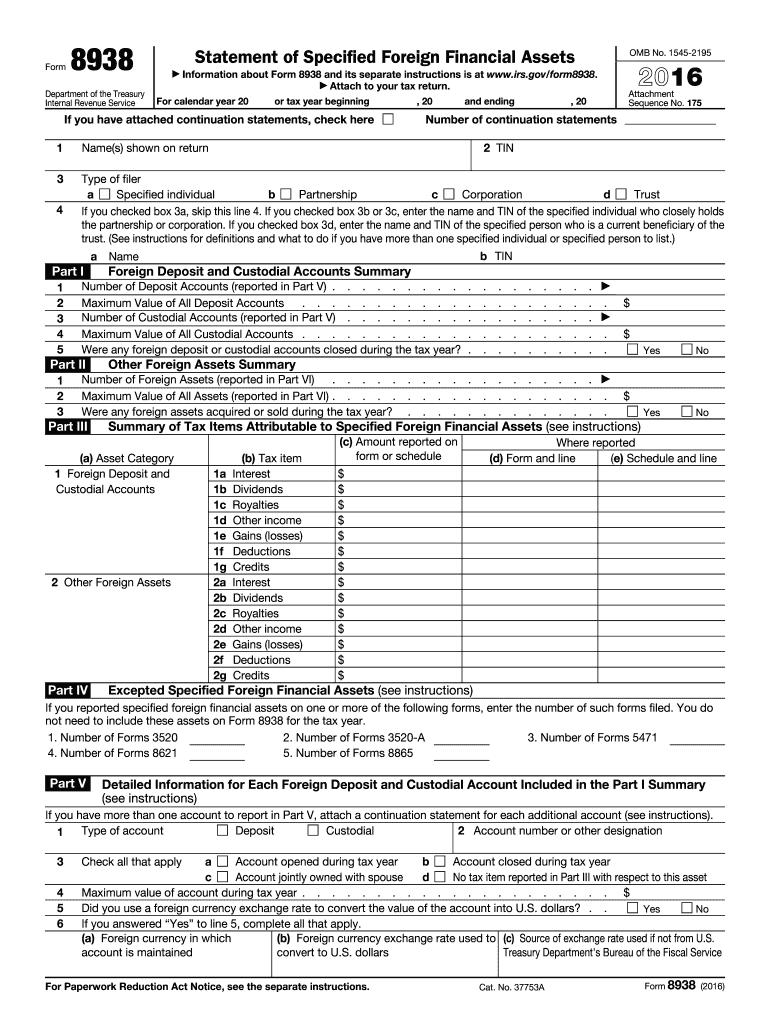 2016 form 8938 Preview on Page 1