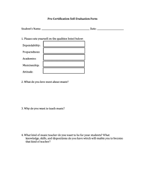 Pre- Certification Self- Evaluation Form - music utsa