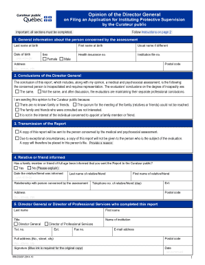 Psychosocial assessment pdf - Opinion of the Director General on Filing an Application for Instituting Protective Supervision by the Curateur public.