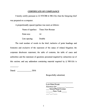 I hereby certify pursuant to 22 NYCRR 500