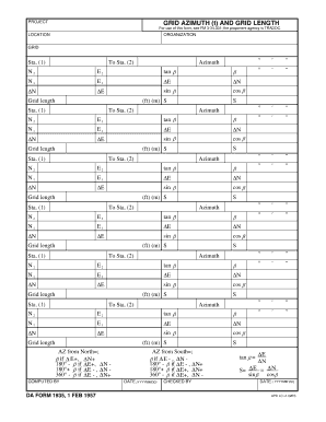 fillable online apd army grid azimuth t and grid length da form fillable grid online