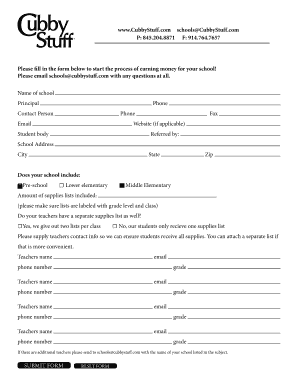 Please fill in the form below to start the process of ... - Cubby Stuff