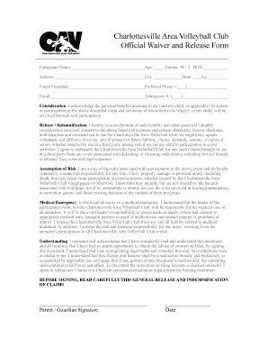 Emergency Medical Release  Liability Waiver