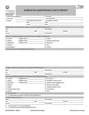 Fillable Online faa FAA Form 8120-11 Suspected Unapproved Parts Report ...