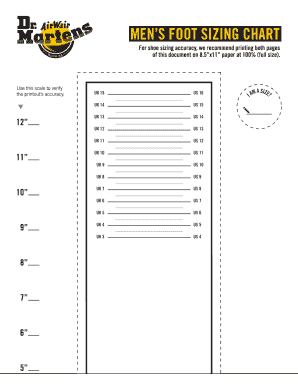 Mens Foot Sizing Chart Printable