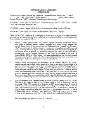 Copyright License Agreement for Language