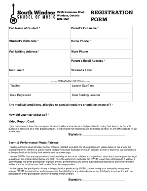 Music School Registration Form