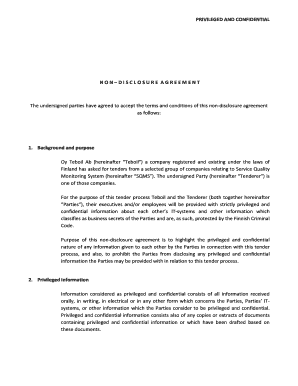 Swot analysis table template word - The undersigned parties have agreed to accept the terms and conditions of this non-disclosure agreement - teboil