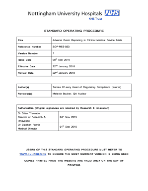 STANDARD OPERATING PROCEDURE - nuhrise.org