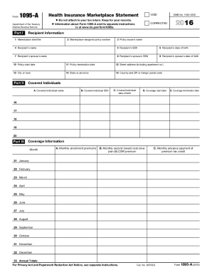 a form 1095 health IRS Online, 1095 Fill Printable, Fillable 2016 A Form a form 1095 health IRS Online, 1095 Fill Printable, Fillable 2016 A Form