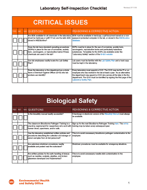 Laboratory Self-Inspection Checklist - ehso uic