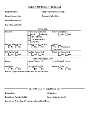 Fillable Online gacc nifc Overhead Request Form Fax Email Print pdfFiller Fillable Online gacc nifc Overhead Request Form Fax Email Print pdfFiller
