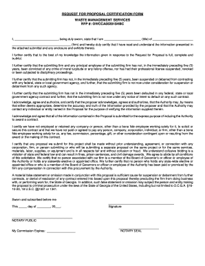 REQUEST FOR PROPOSAL CERTIFICATION FORM