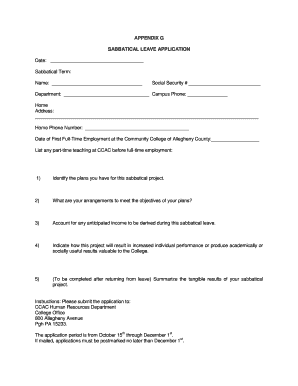 APPENDIX G SABBATICAL LEAVE APPLICATION Date: Sabbatical ... - ccac