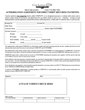 Examples of direct debit - 844-CAR-LOAN