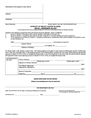 Fillable Online ladbs AFFIDAVIT OF IMPACT HAZARD GLAZING - LADBS ...